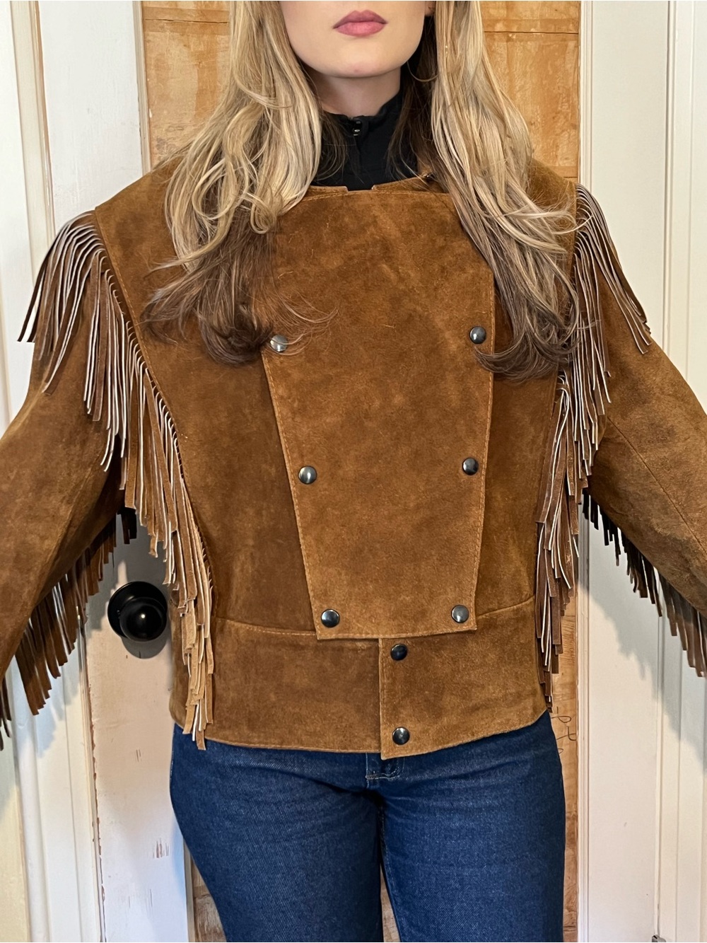 Fringe Suede Western Jacket - Brown